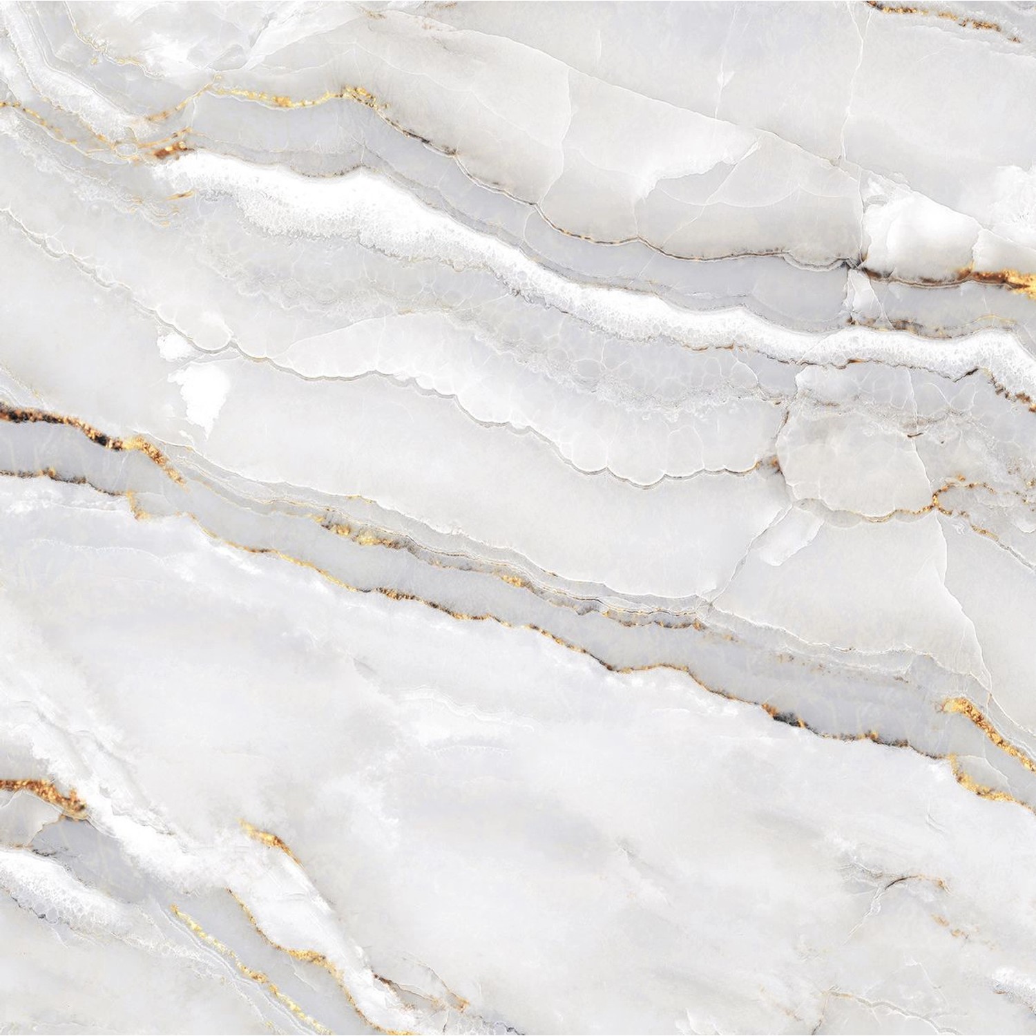 Bodenfliese Feinsteinzeug, poliert, 60x60 cm, Marmor-Optik, glänzend, für Innenräume.