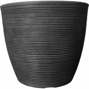 Schwarzes Siena Garden Pflanzgefäß Sevilla, Ø 38 cm, mit Rillenoptik.