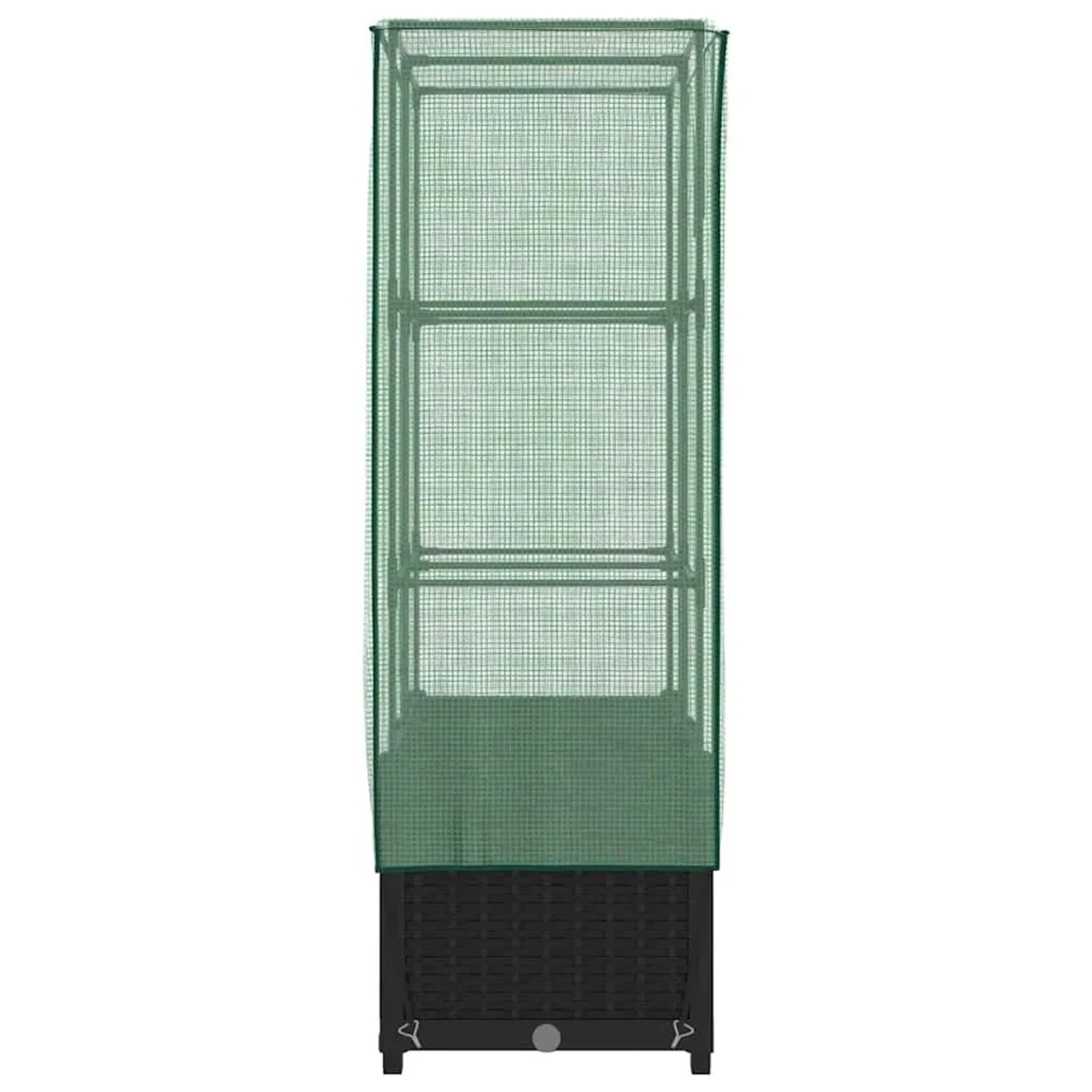 Schwarzes vidaXL Hochbeet mit Gewächshaus-Aufsatz in Rattan-Optik, 80x40x138 cm.