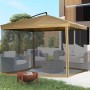 Beiger Outsunny Gartenschirm aus Stahl, Polyester und HDPE, 295x295x260cm, mit Moskitonetz.