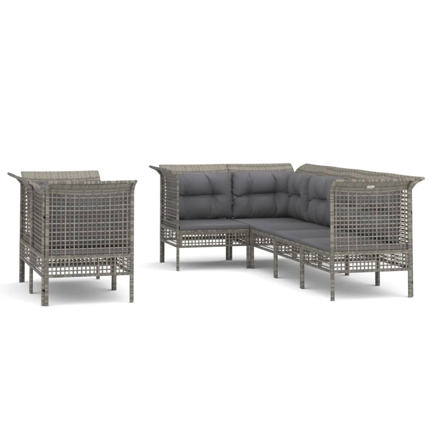 Vidaxl 7-tlg. Garten-lounge-set Mit Kissen Grau Poly Rattan günstig online kaufen