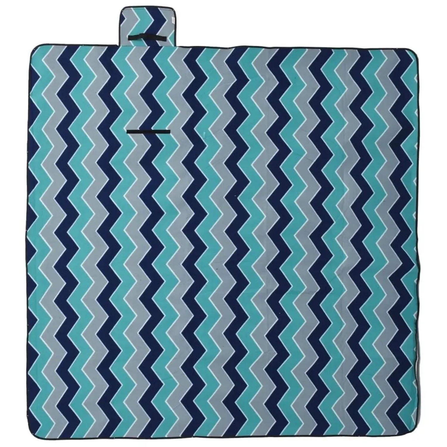 vidaXL Picknickdecke Faltbar Blau Wellenmuster 200x200 cm Samt 4004210
