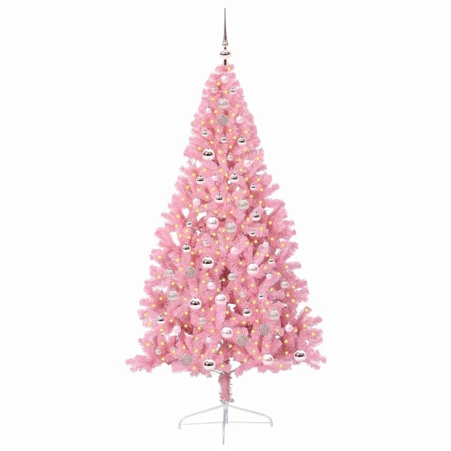vidaXL Künstlicher Vorbeleuchteter Weihnachtsbaum Rosa 210 cm PVC 3397091