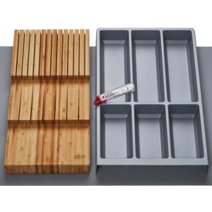 SOTECH ORGA-BOX Vario SET 6 Silbergrau für 80er Schublade Besteckeinsatz Messerhalter Antirutschmatte Orga-Weave