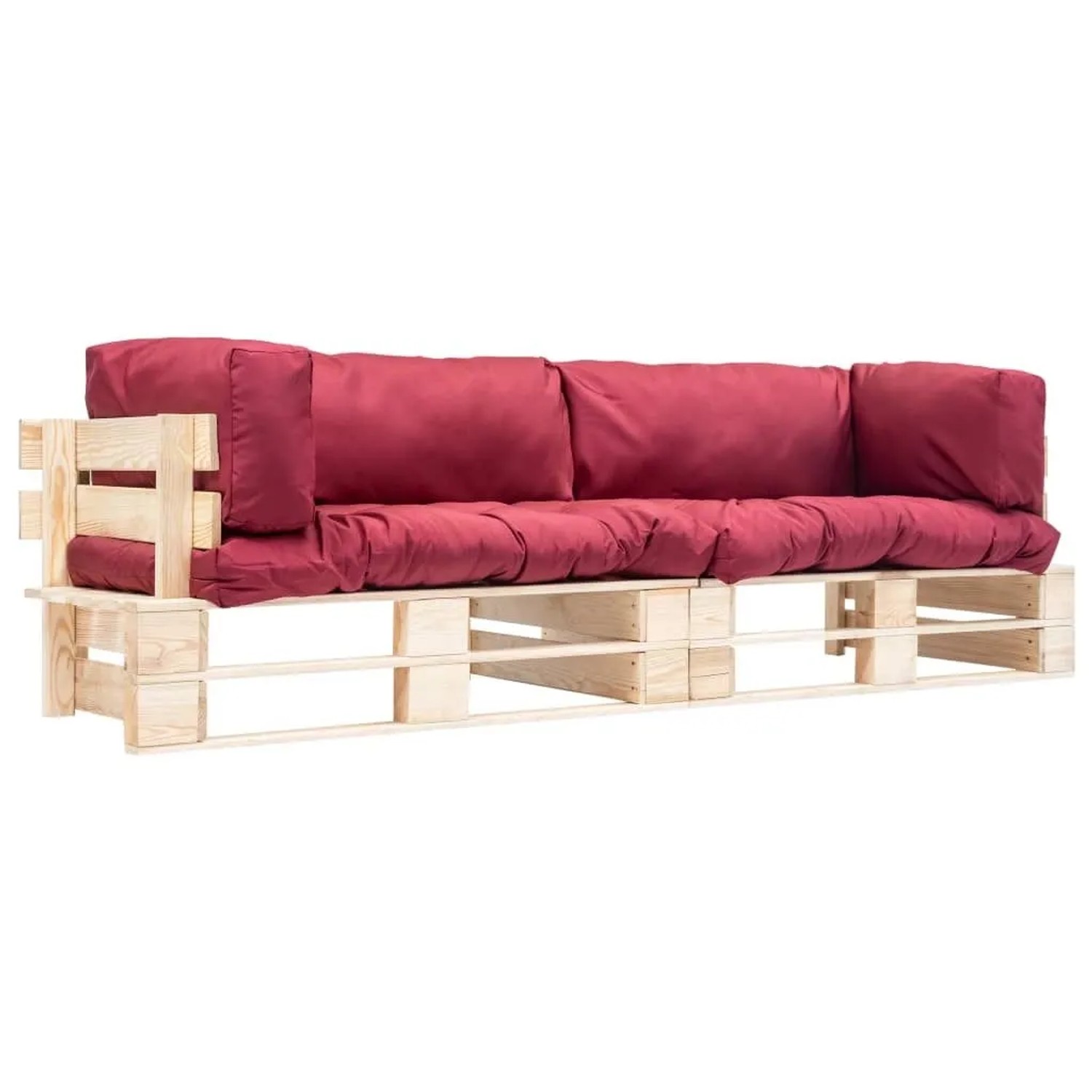 vidaXL 2 Tlg Outdoor-Sofa-Set Paletten mit Kissen in Rot Kiefernholz 277485
