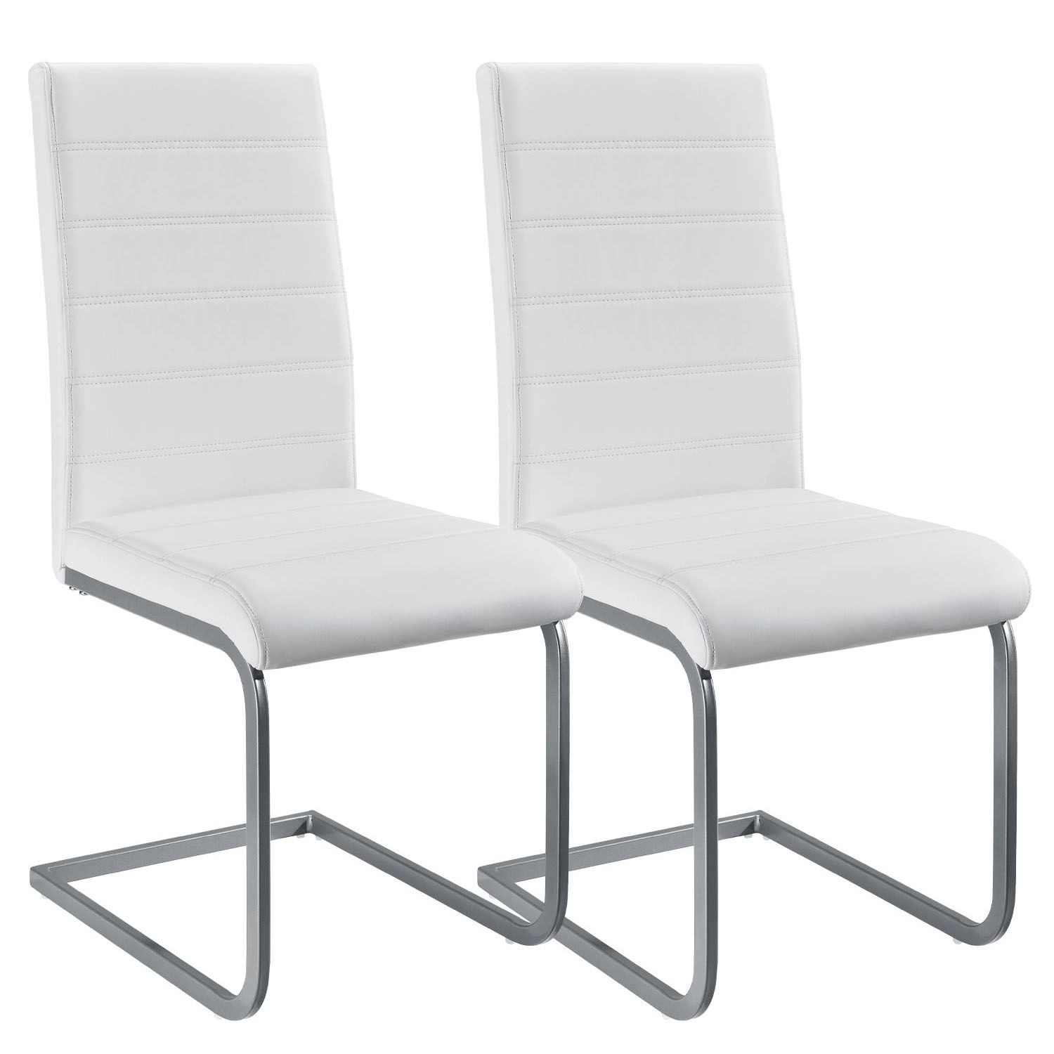 Juskys Freischwinger Stuhl Vegas 2er Set aus Kunstleder Weiß günstig online kaufen
