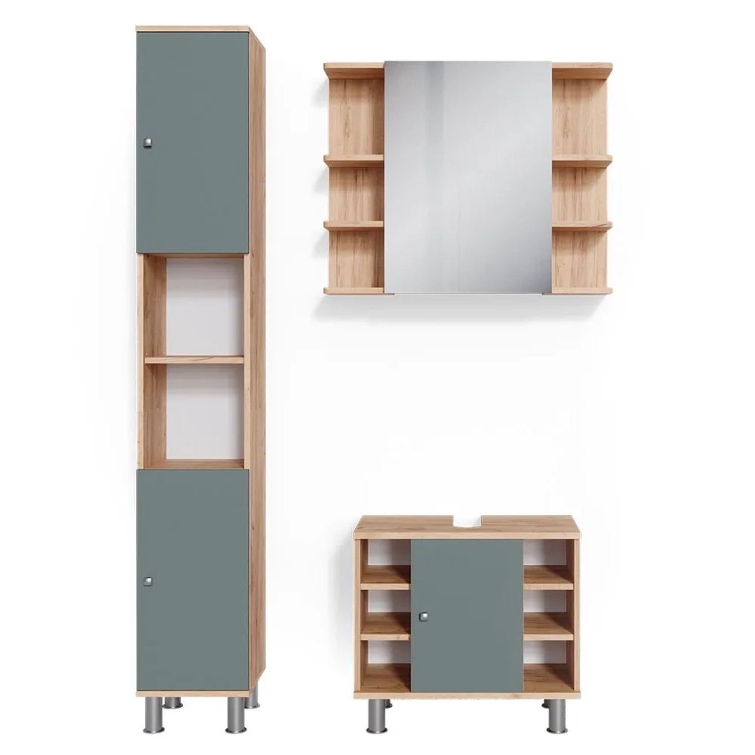 Vicco Badmöbel-Set Fynn Grün 60 x 54 3-teilig