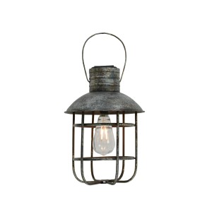 DELUKE Solar-Leuchte LUCCA, Stahl grau-braun, 33cm, Gartenlampe mit Aufhänger.