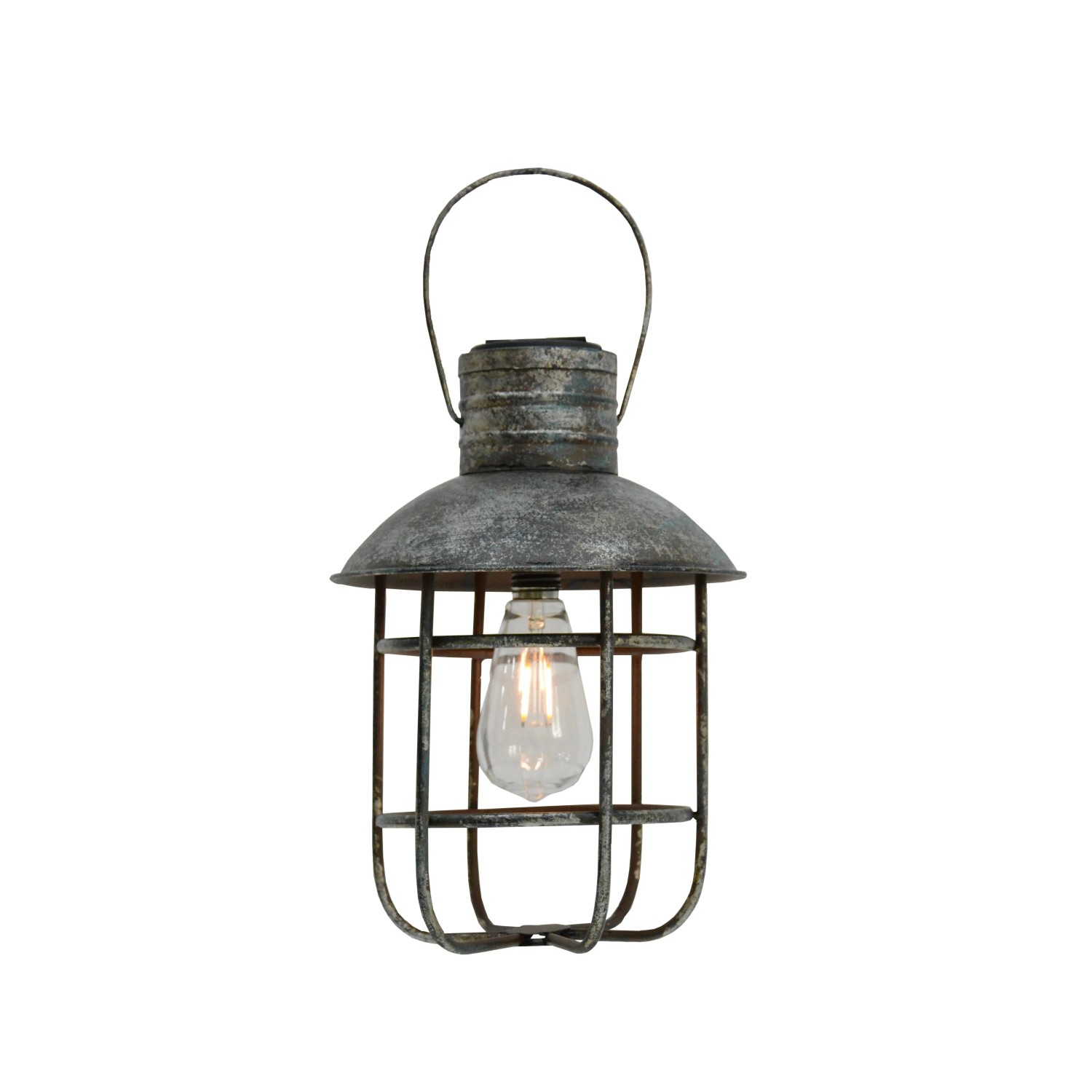 DELUKE Solar-Leuchte LUCCA Stahl Grau-Braun 33x22x22cm Gartenlampe Tischlampe Outdoor Leuchte