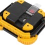 Zusammengeklappte COB-LED Arbeitsleuchte mit 600 Lumen, gelb-schwarz, mit USB-Anschluss.
