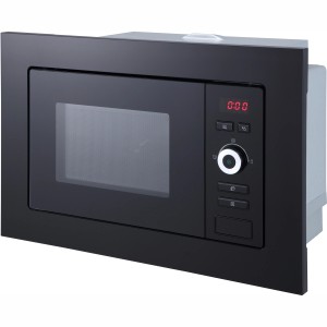 Respekta Einbaumikrowelle Jana mit schwarzer Glasfront. Kompakte Mikrowelle für die Küche.