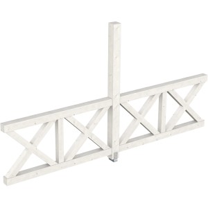 Weiße Skan Holz Seitenwand mit Andreaskreuz für Terrassenüberdachung, 355x210 cm.