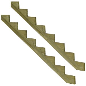 2er Set Vinuovo Treppenwange mit 8 Stufen aus KDI Holz für Außentreppen, 136cm hoch.