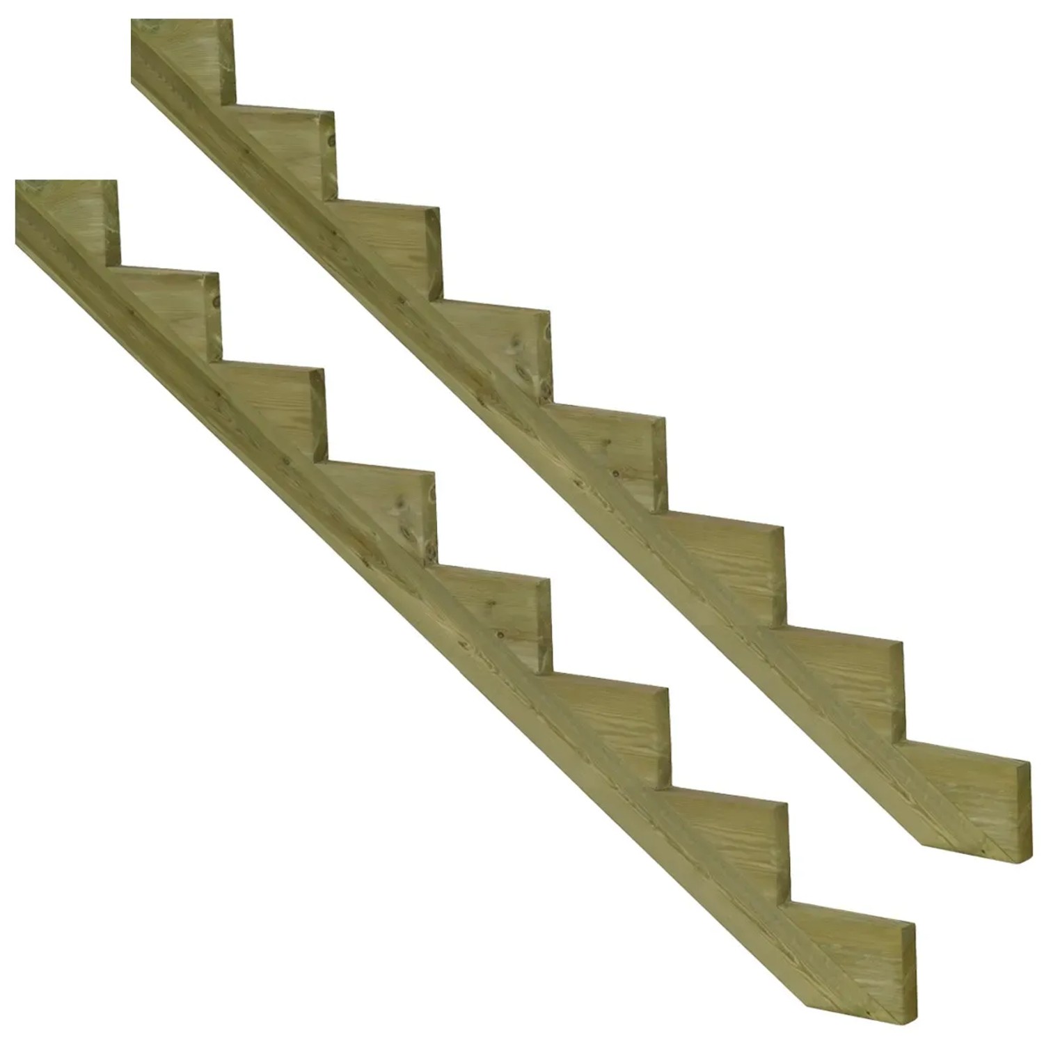 2er Set Vinuovo Treppenwange mit 8 Stufen aus KDI Holz für Außentreppen, 136cm hoch.
