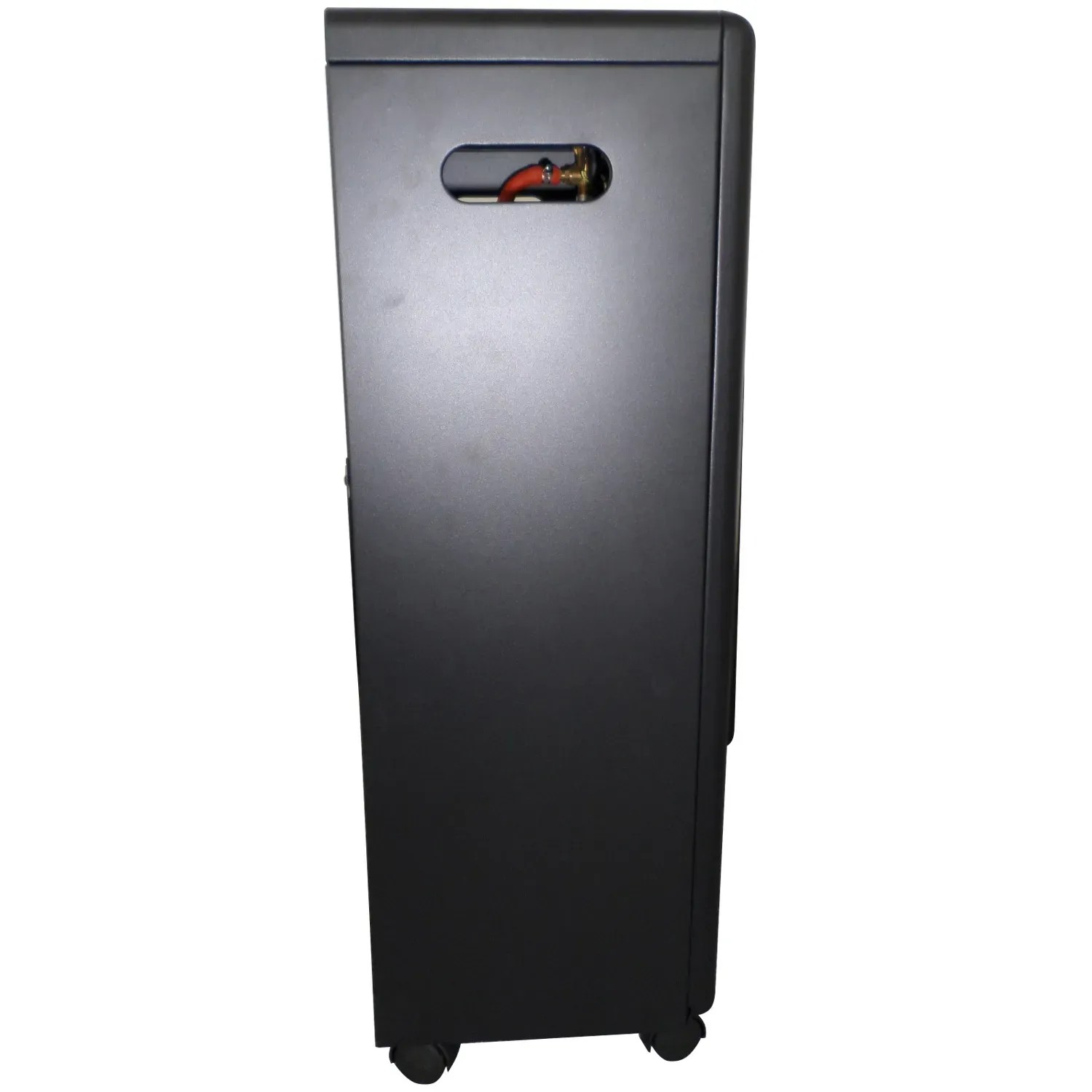 Schwarzer TroniTechnik Gasheizer 4.2 kW mit 3 Heizstufen und Rollen.
