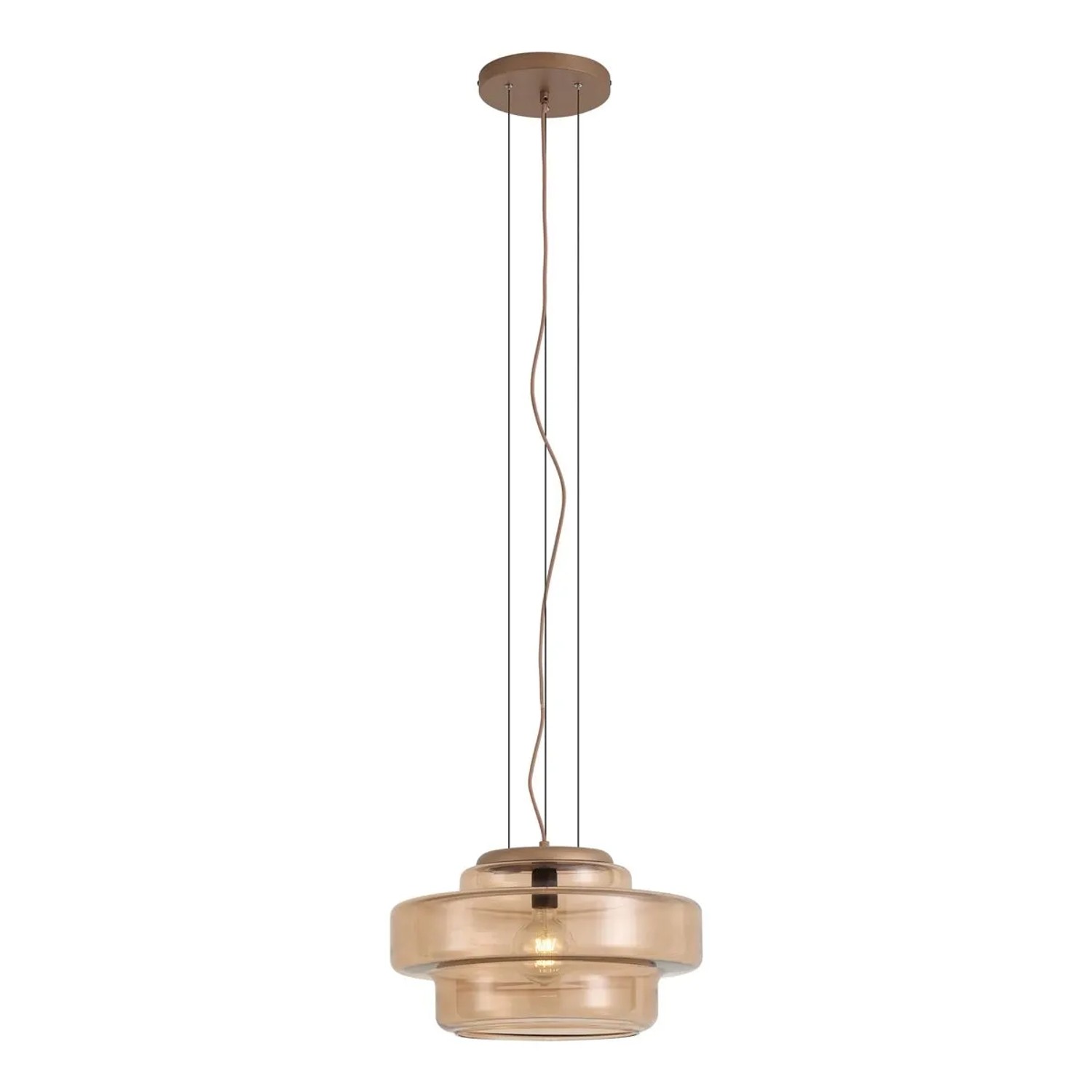 QAZQA Retro Pendelleuchte DunkelBronze mit Amberglas Barb