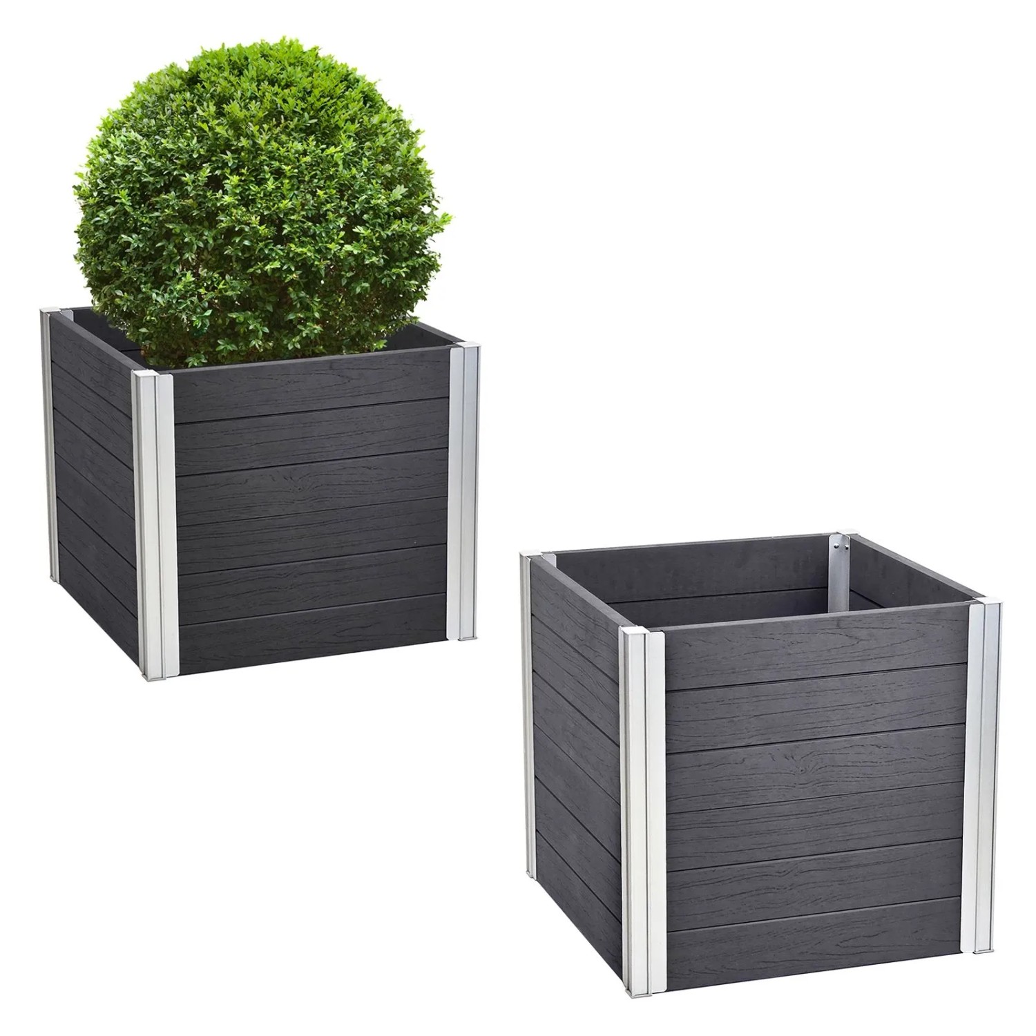 TRUTZHOLM Übertopf 57x57x56,5 cm 135 Liter Holzoptik Langlebig Pflanzkasten günstig online kaufen