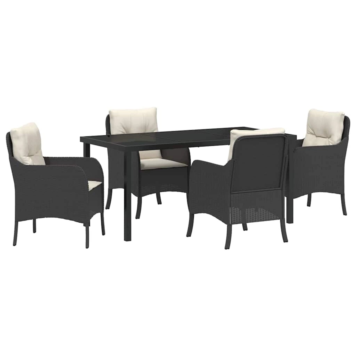 vidaXL 5-Teilige Garten Essgruppe mit Kissen Schwarz Poly Rattan 3380144 günstig online kaufen
