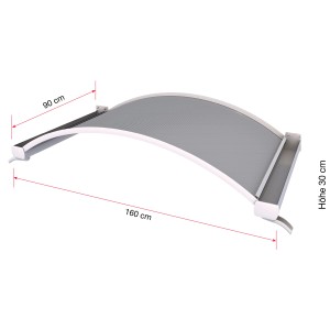 Gutta Rundbogenvordach NO 160, klare Stegplatte, weiße Profile, 160x90x30 cm. Ideal für Hauseingänge.