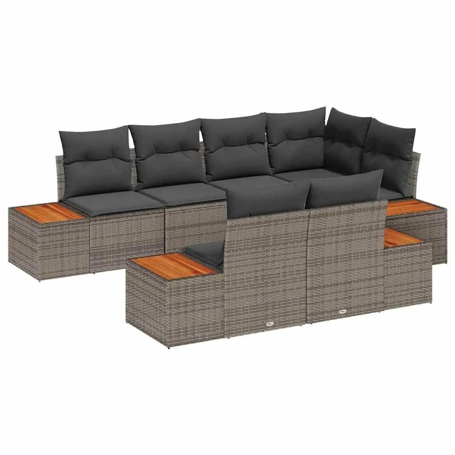 vidaXL Gartensofa-set mit Kissen mit Speicher 7-Tlg Grau Poly-Rattan 335677 günstig online kaufen