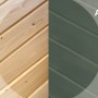 Detailansicht: Weka Gartenhaus Killarney, Holz innen natur, außen graugrün/anthrazit.