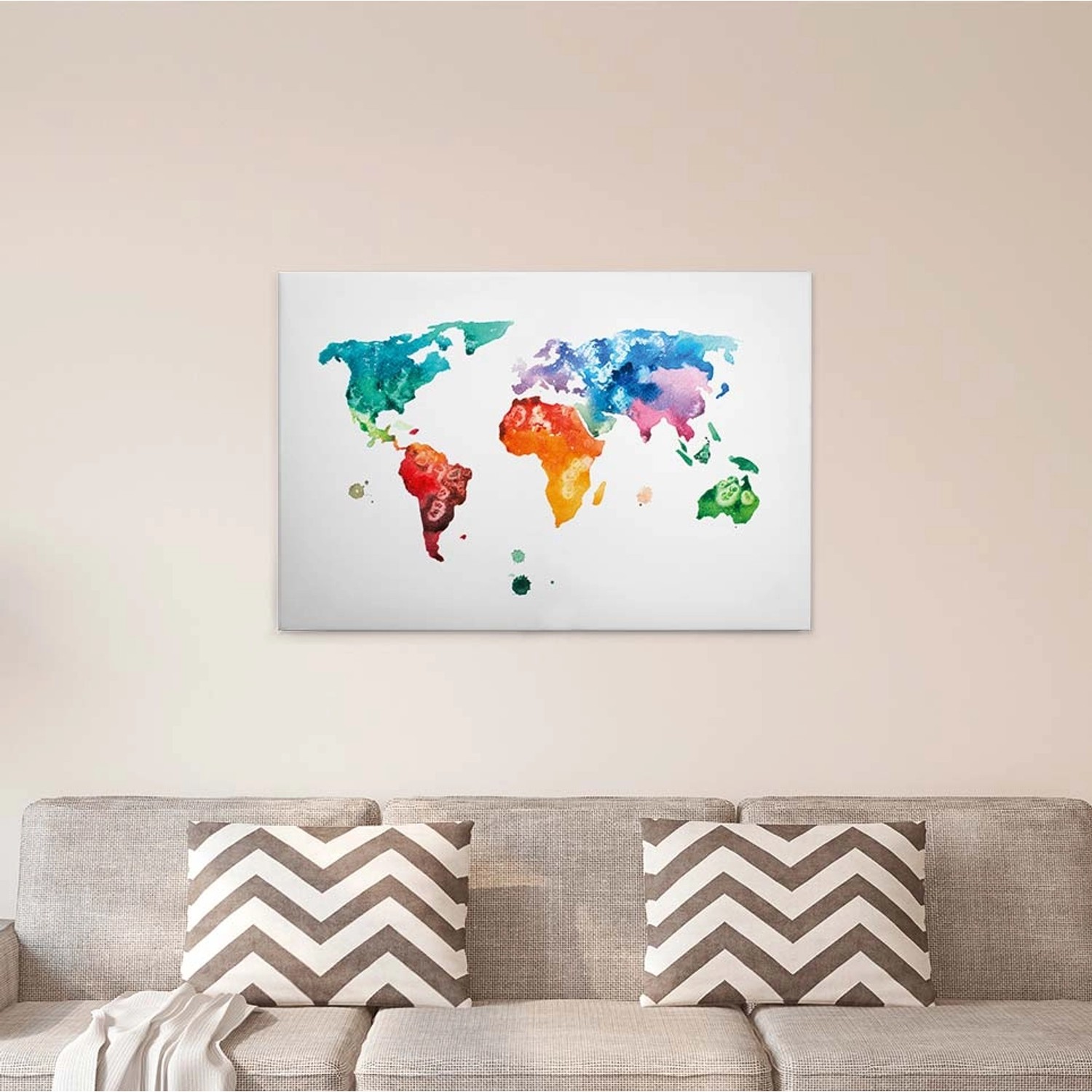 Bricoflor Bunte Landkarte Als Bild In Papier Optik Canvas Leinwand Mit Welt günstig online kaufen