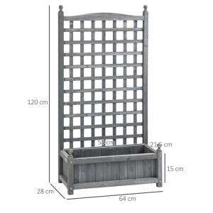 Outsunny Pflanzkasten mit Rankgitter, hellgraues Tannenholz, 120 cm hoch. Ideal für Garten und Terrasse.