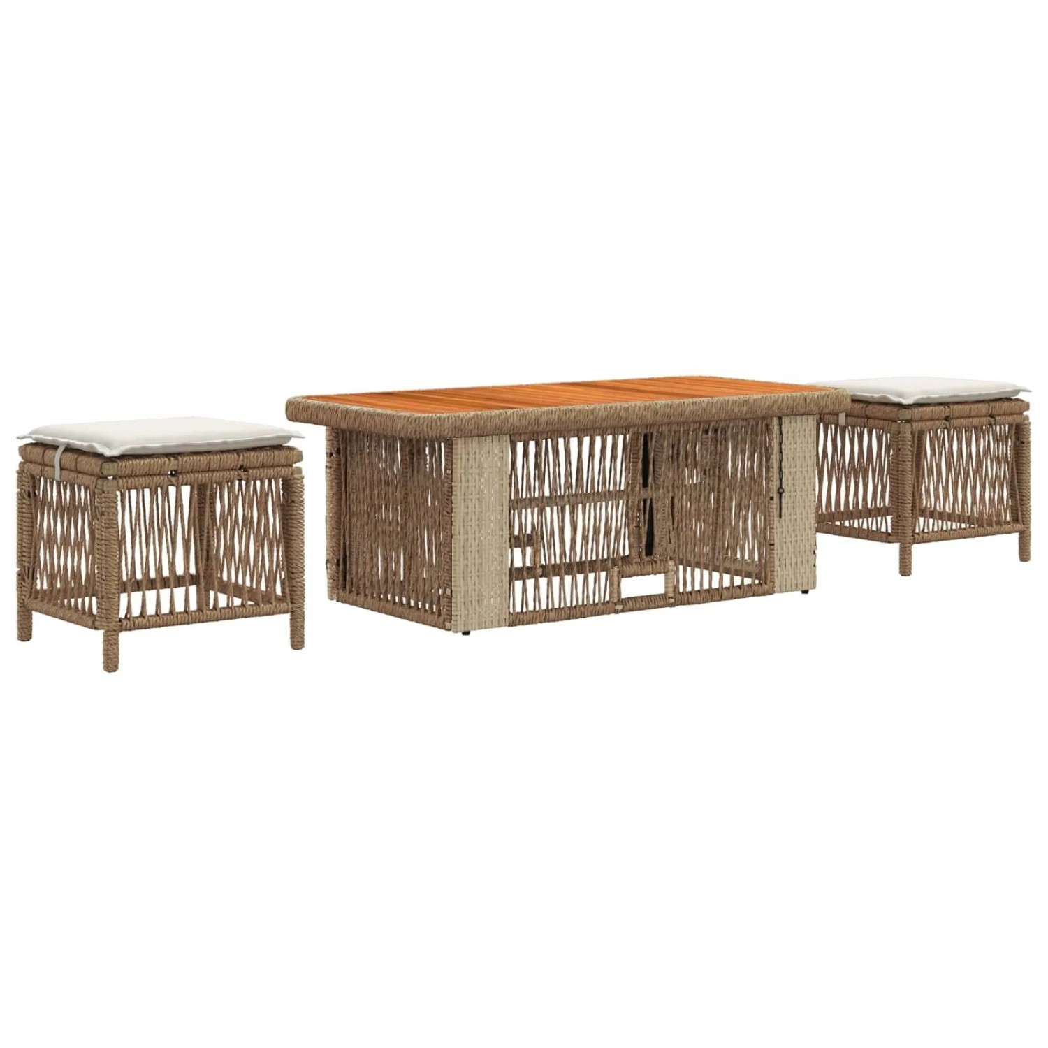 vidaXL Garten Essgruppe mit Kissen 4-Tlg Beige und Creme Poly-Rattan 42026755