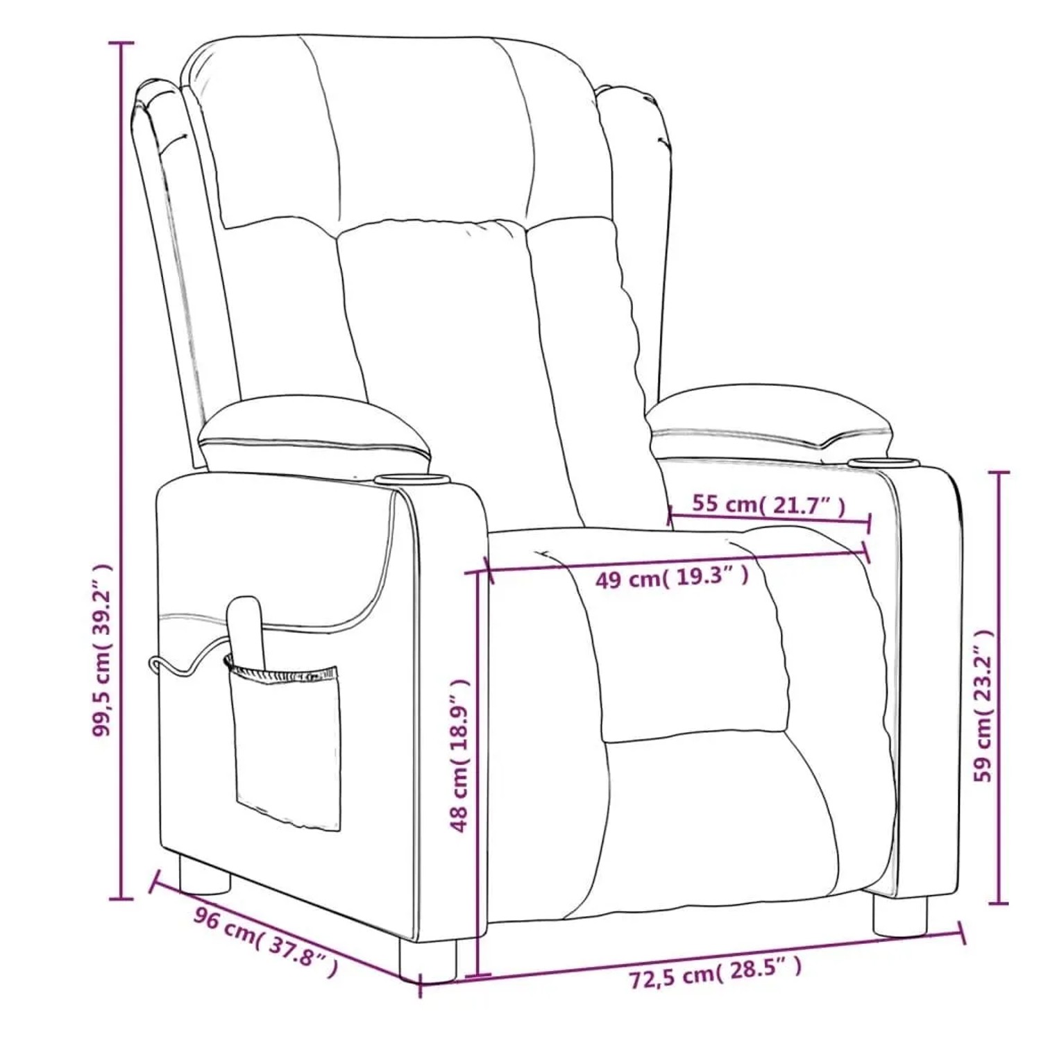 vidaXL Relaxsessel Elektrisch Creme Stoff 3098786_12