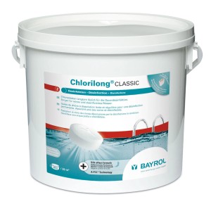 Eimer Bayrol Chlorilong Classic 5kg Chlortabletten zur Pool Desinfektion.