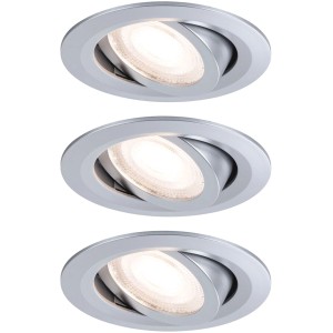 Drei Paulmann LED Einbaustrahler in Chrom, dimmbar, mit schwenkbarem warmweißem Licht. Ideal für Deckenmontage.
