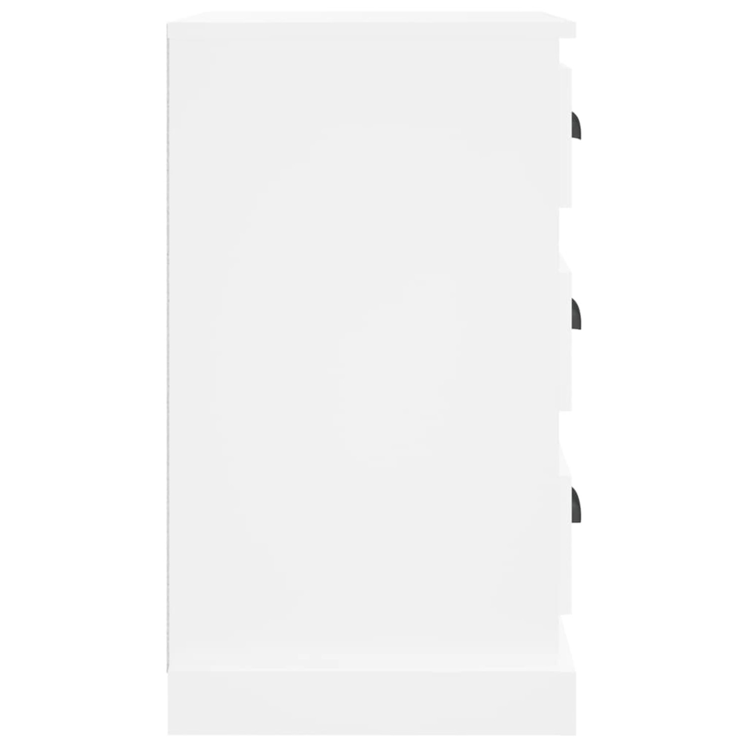 Weißer vidaXL Nachttisch (39x39x67 cm) aus Holzwerkstoff mit 3 Schubladen.