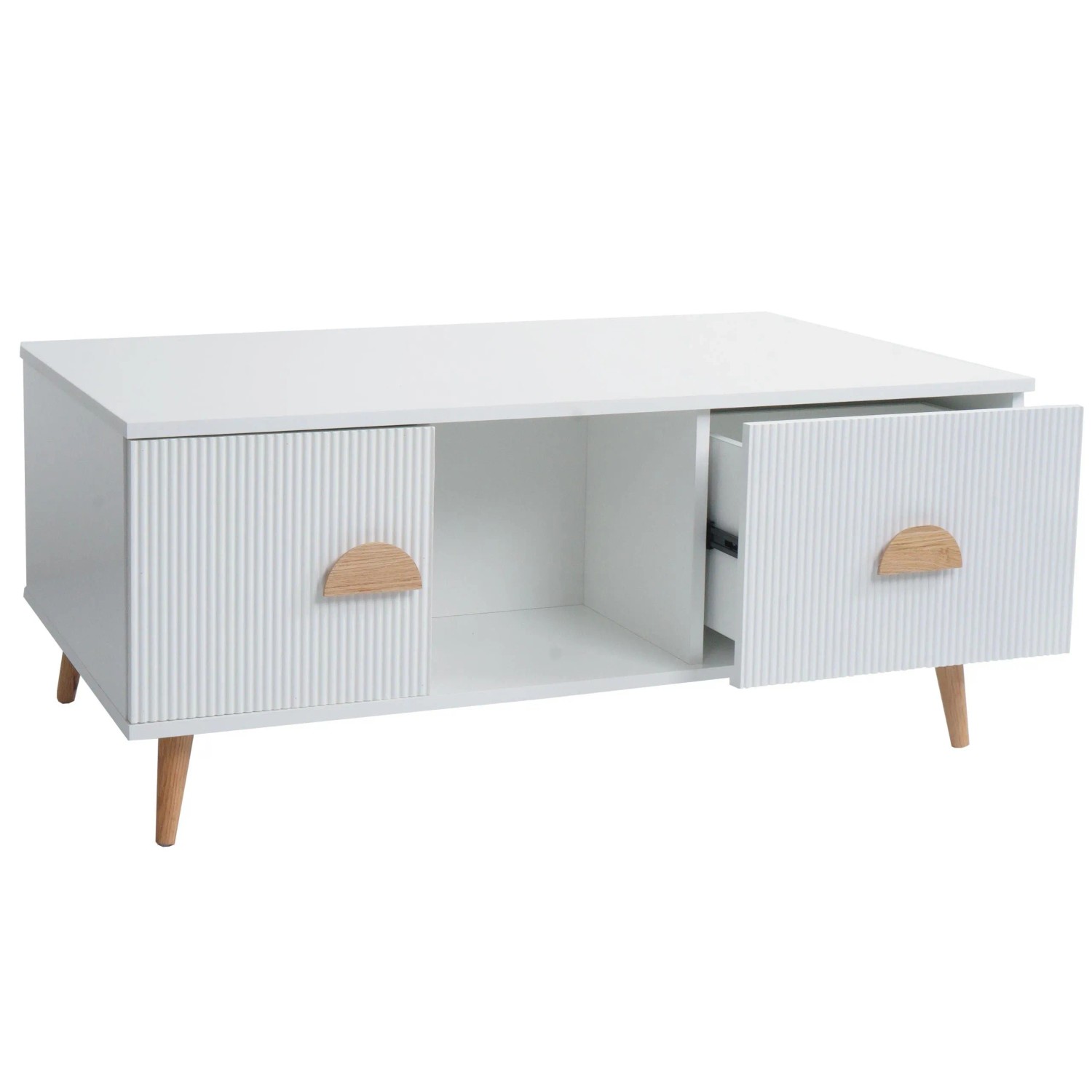 MCW Couchtisch N89 3D-Design Melamin Holz 43x100x60cm Weiß