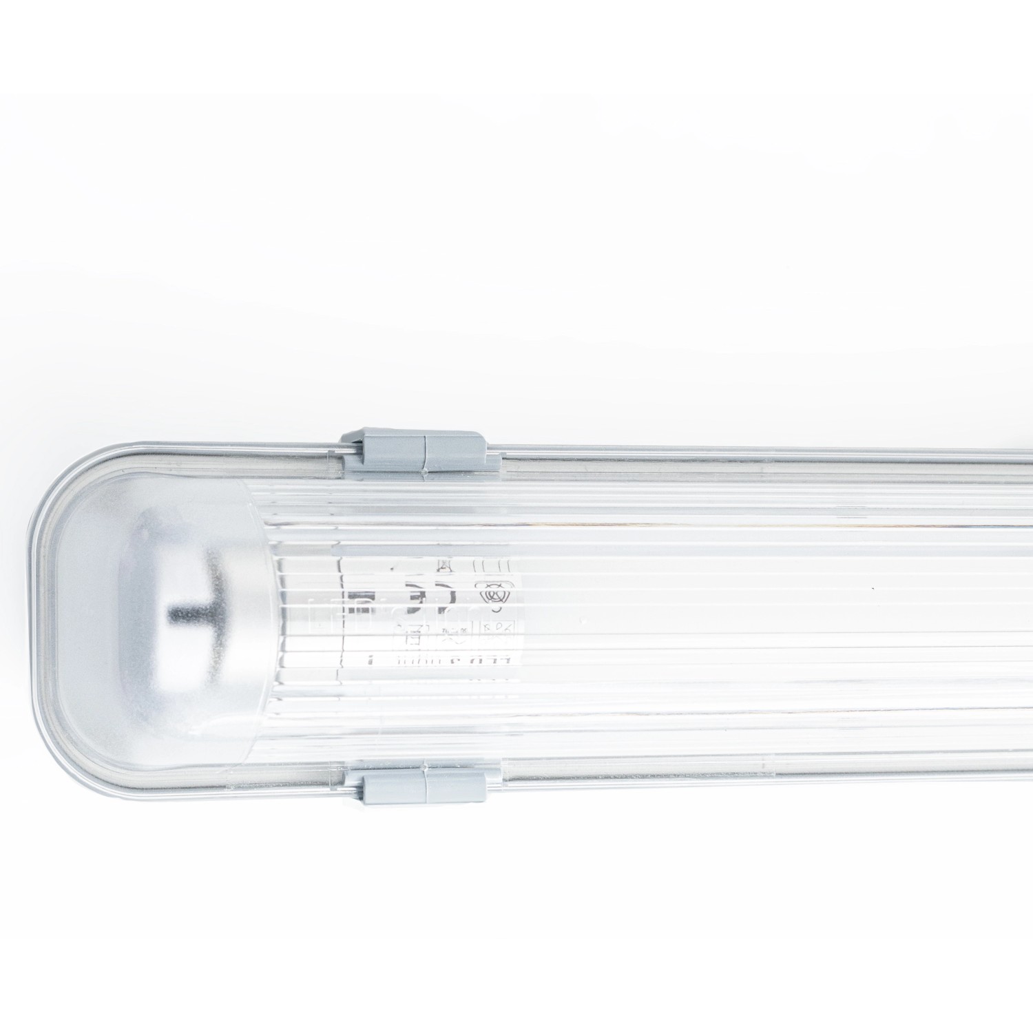 Graue LED-Feuchtraumleuchte, 7,5 W, 60 cm, mit auswechselbarer Röhre für Garage & Keller.