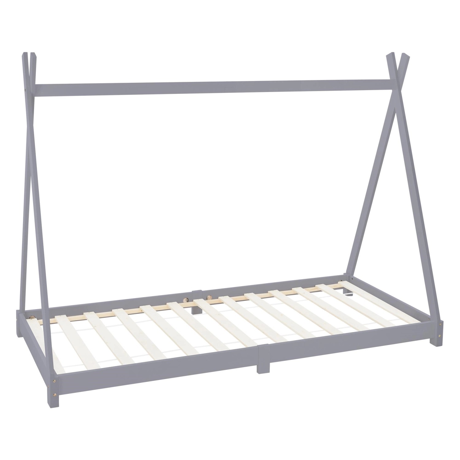 ML-Design Kinderbett Tipi 90x200 cm mit Lattenrost Hellgrau aus Holz
