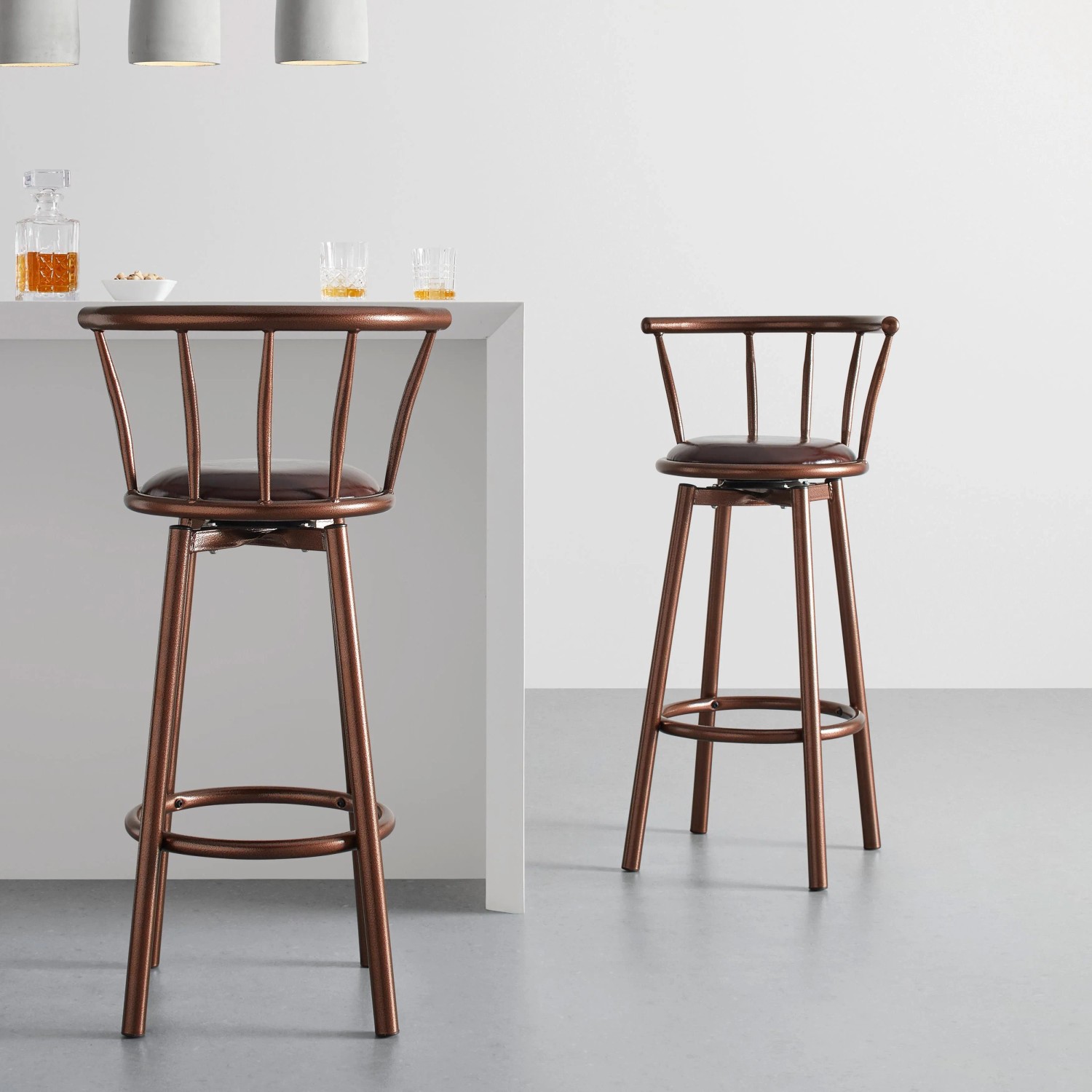 Bessagi Home Barhocker-Set Fabio Braun Lederlook Gepolstert_6