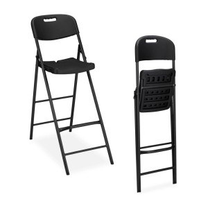 Relaxdays Barhocker 2er Set Kunststoff Stahl Schwarz Klappbar 118 cm x 44,5 cm x 82 cm