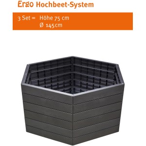 Garantia Hochbeet Ergo XL Stone, sechseckig, aus Kunststoff in Steinoptik.