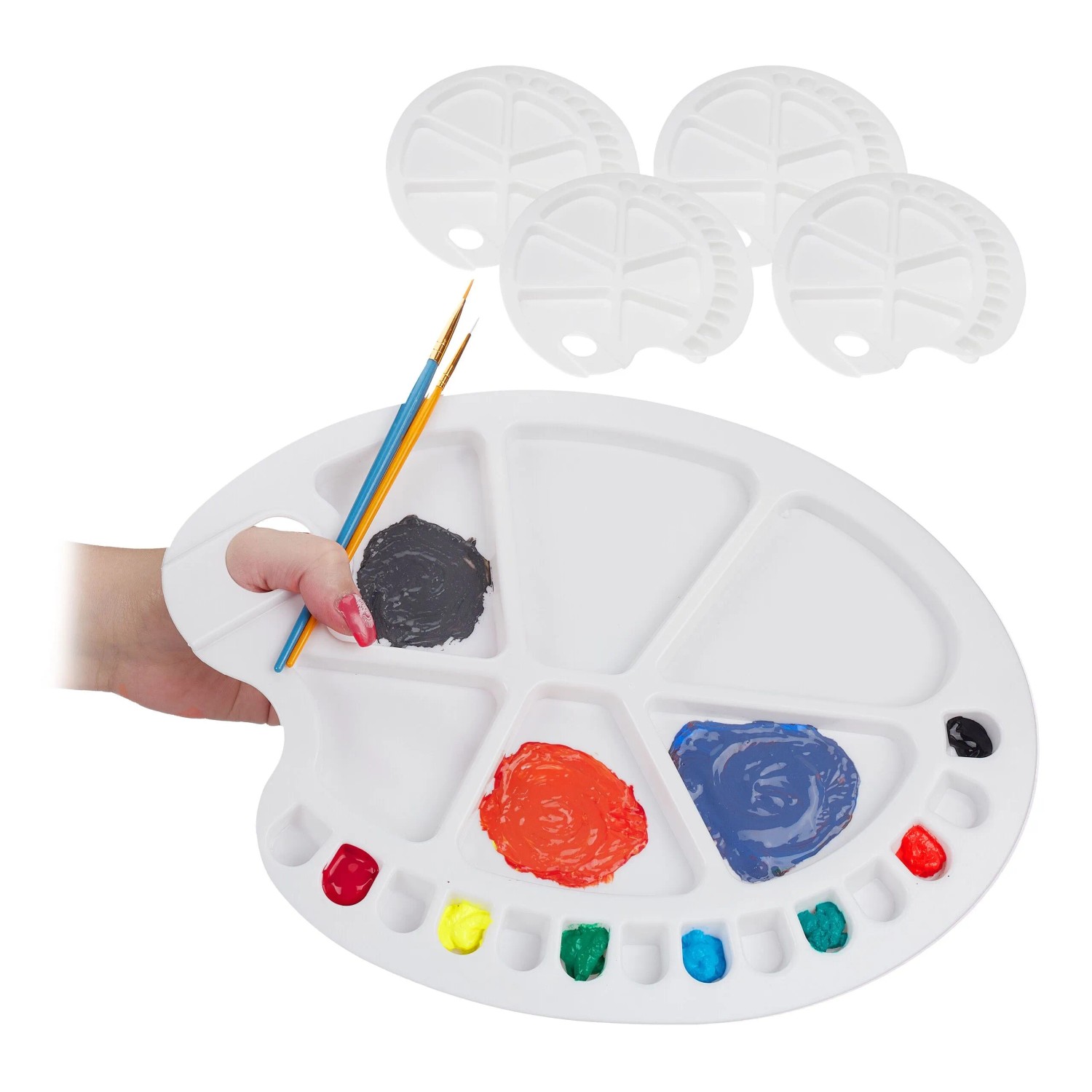 Relaxdays Mischpalette Kunststoff Weiß 20 Mulden 5er Set 34,5 cm x 25 cm x 2 cm 150 g