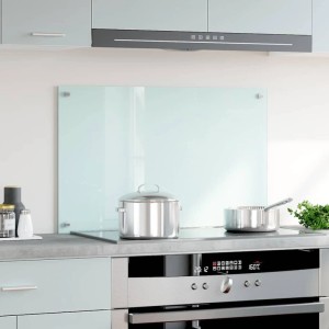 DELUKE Küchenrückwand Glas 80x50cm Weiß Wandverklediung Küche Wandschutz Spritzschutz Herdspritzschutz Glasplatte