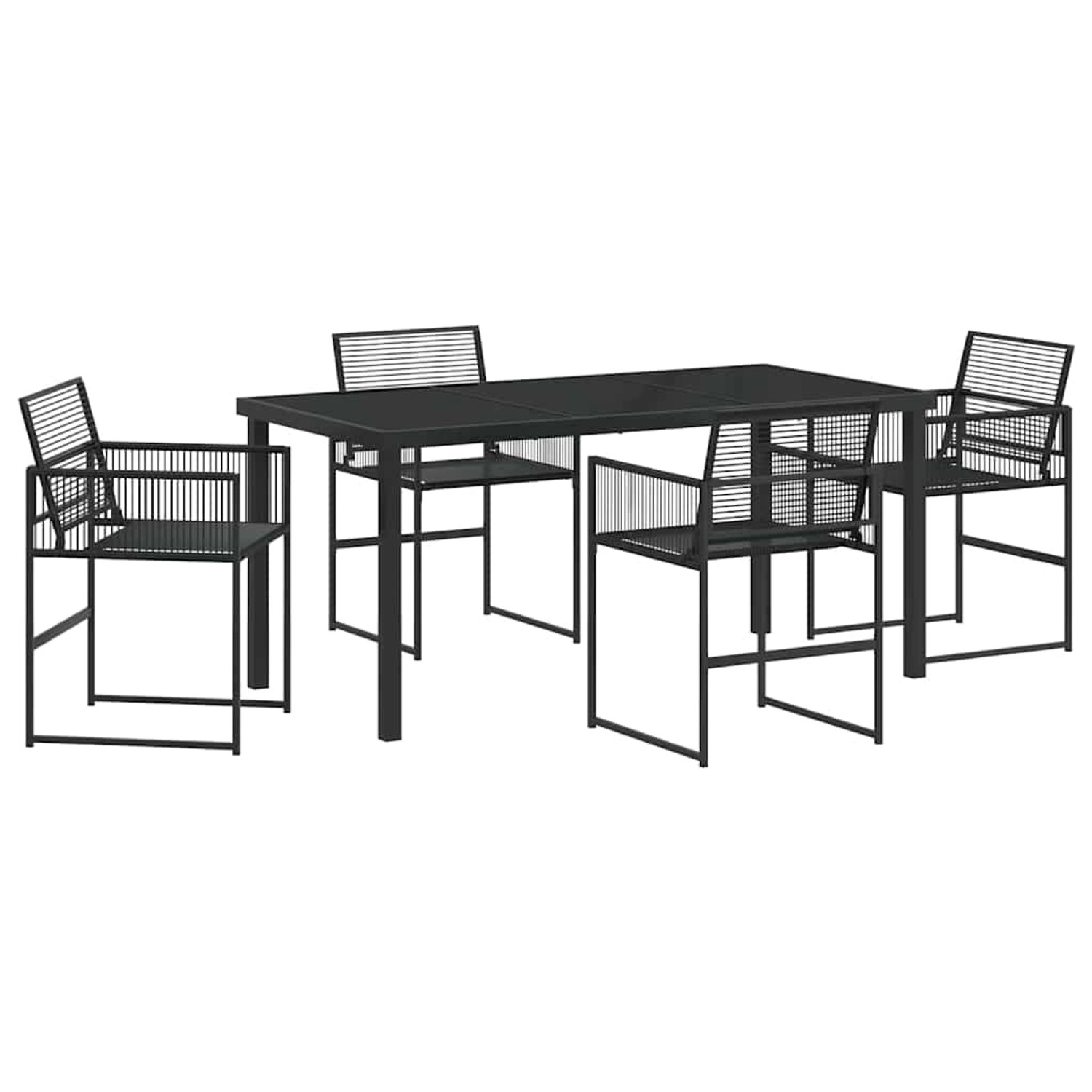 vidaXL Garten Essgruppe 5-Tlg Schwarz Poly Rattan 3379328 günstig online kaufen