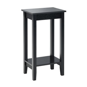 Costway Beistelltisch mit Regal 2-Stöckiger & 4 Massivholzbeinen Black