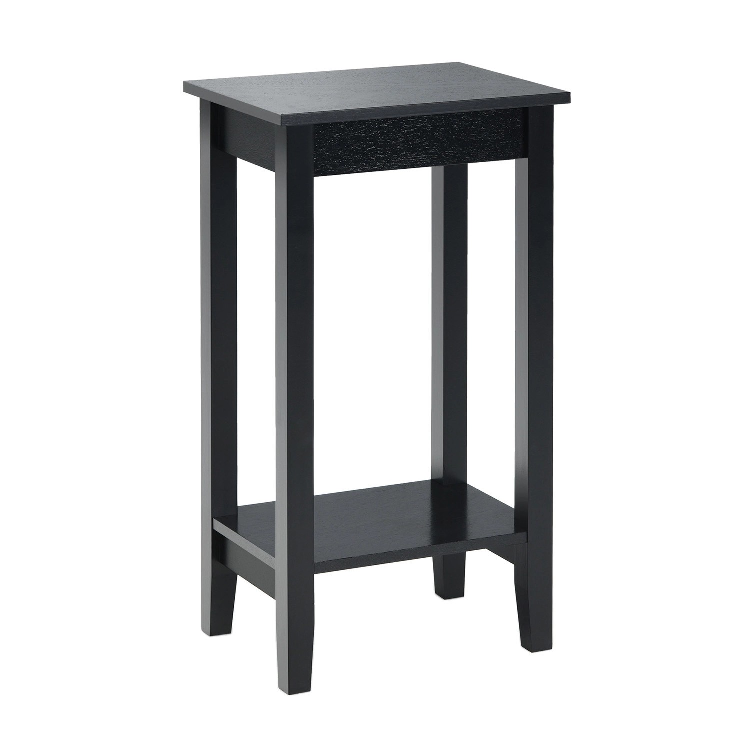 Costway Beistelltisch mit Regal 2-Stöckiger & 4 Massivholzbeinen Black günstig online kaufen