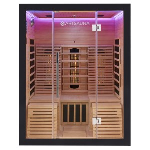 Artsauna Infrarotkabine Helsinki 150, schwarze Ausführung mit Dual Technology und Glasfront.