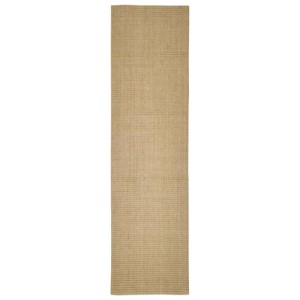 Beiger Sisalteppich 66x250 cm, ideal als Kratzmatte für Katzen. Strapazierfähig, mit rutschfester Unterseite.