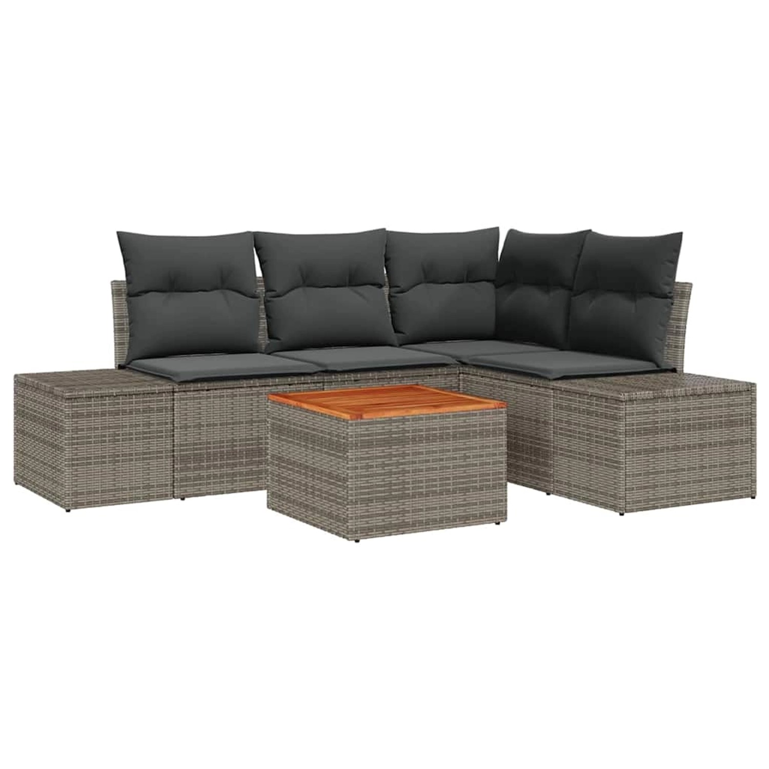 vidaXL Garten-Sofa-Set mit Kissen 5-Tlg Grau Poly Rattan 3347951 günstig online kaufen