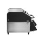 Kompakter Taino Platinum Gasgrill aus Edelstahl, Seitenansicht mit schwarzem Deckel, Griff und Bedienelementen.