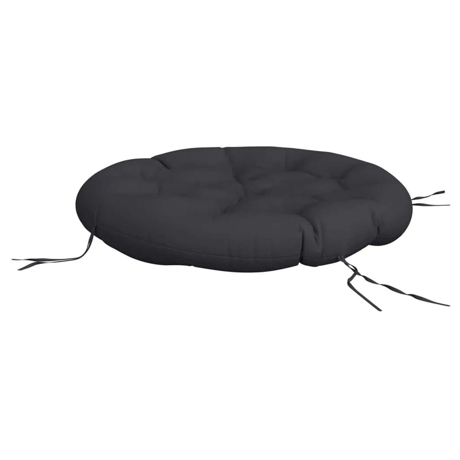 Rundes, schwarzes Sitzkissen (Ø 100cm) von vidaXL aus Oxford-Gewebe mit Bindebändern.
