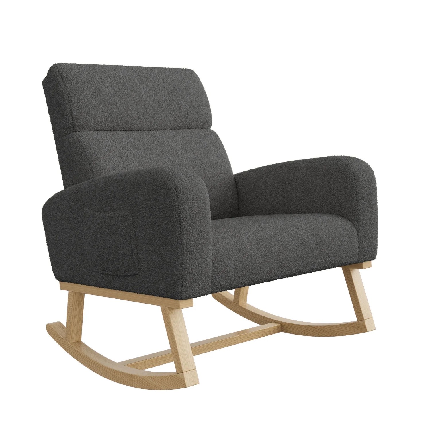 PXloue Schaukelstuhl Relaxsessel 79x69x87cm mit Beinen aus Massivholz Dunkelgrau