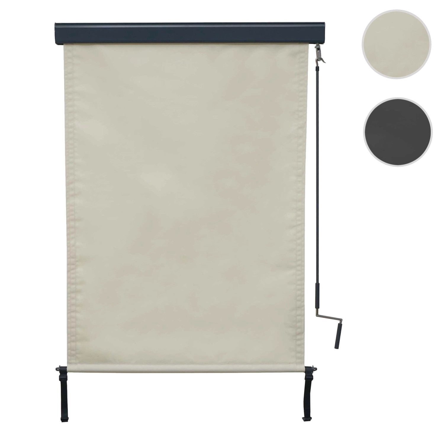 MCW Vertikalmarkise, 250x100cm, Creme-Beige, mit Kurbel und Wandhalterungen.